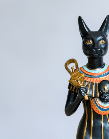 Black figurine of Bastet from Ancient Egypt