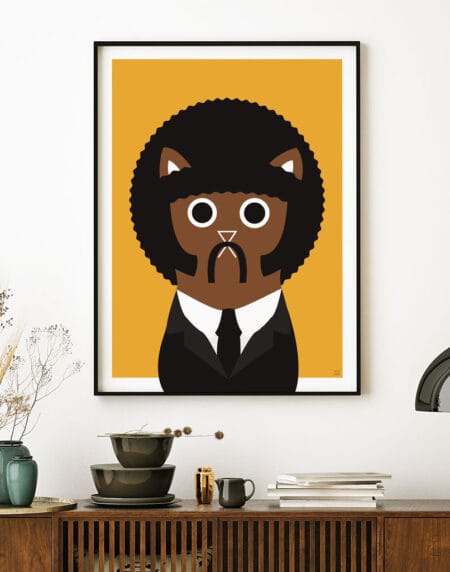 Pulp Fiction inspired cult movie cat print