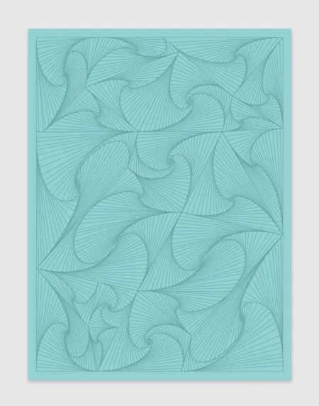 digital illustration print of waves creating a pattern, in blue