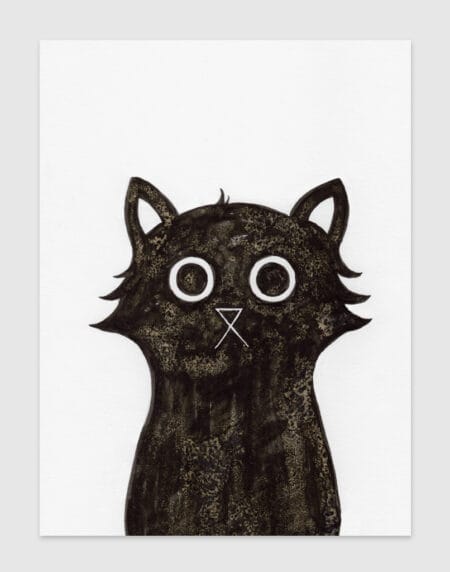 an ink and salt black cat hand-drawn illustration print