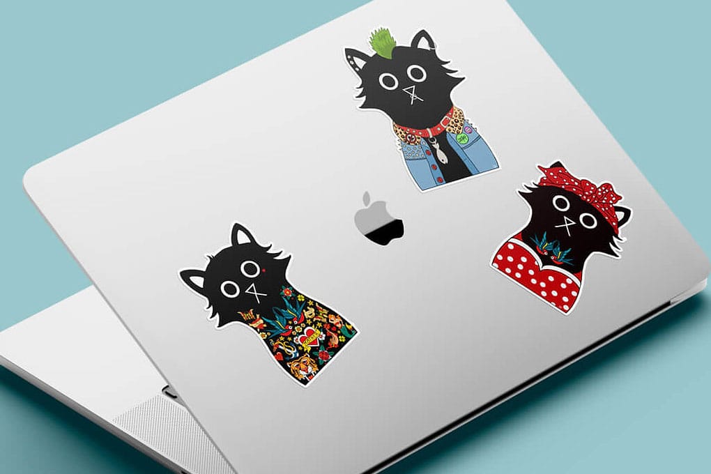 stickers on a laptop