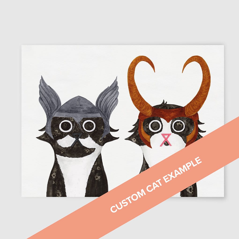 a custom Baldy and The Fidget Marvel, Thor and Loki wall art print