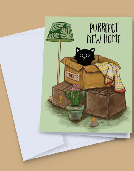 Purrfect New Home cat greeting card